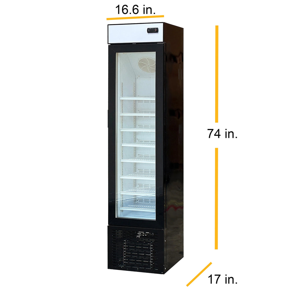 NSF 17 in. Narrow Single Glass Door Upright Freezer, Commercial Freezer 3.7 Cu. Ft. Ice Cream Freezer