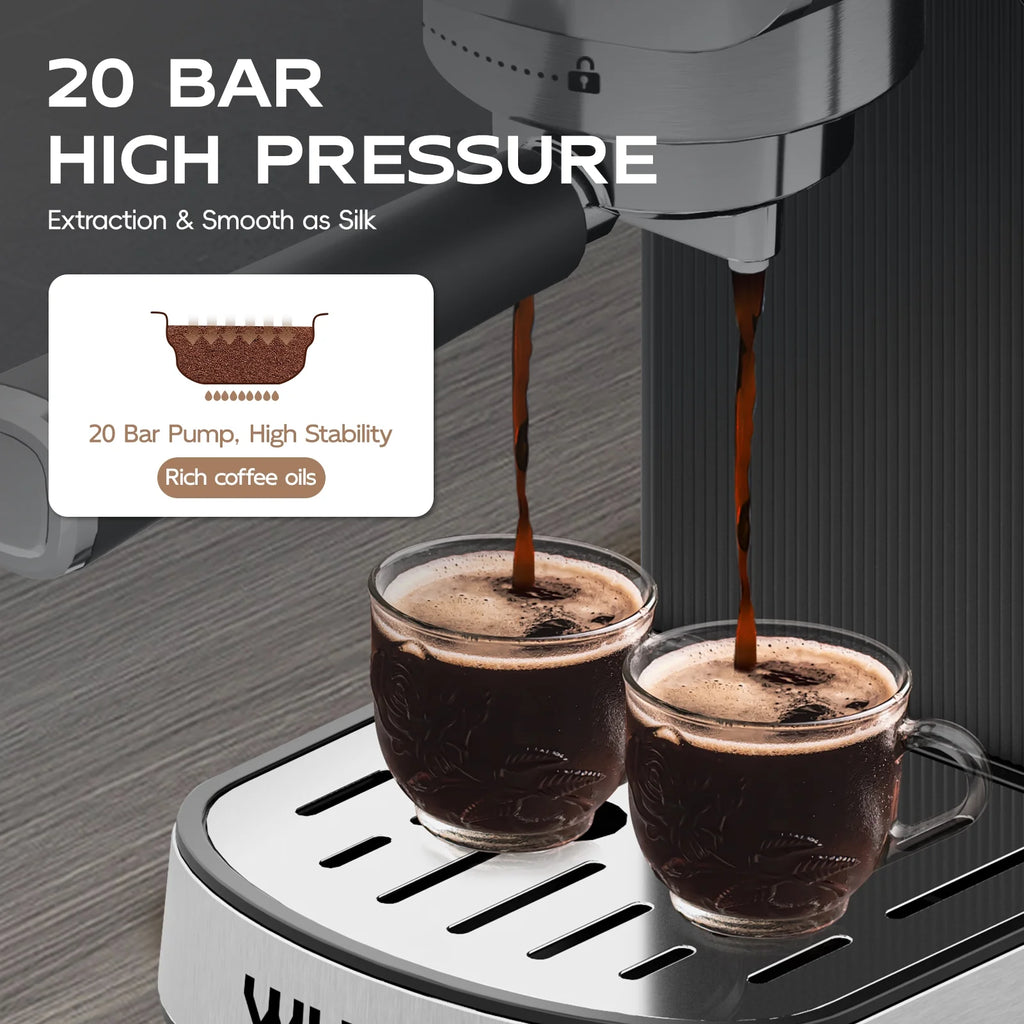 WHALL Touchscreen Espresso Machine 20 Bar��Espresso Coffee Maker with Milk Frother Steam Wand, Stainless Steel Coffee Machine with Removable Water Tank New
