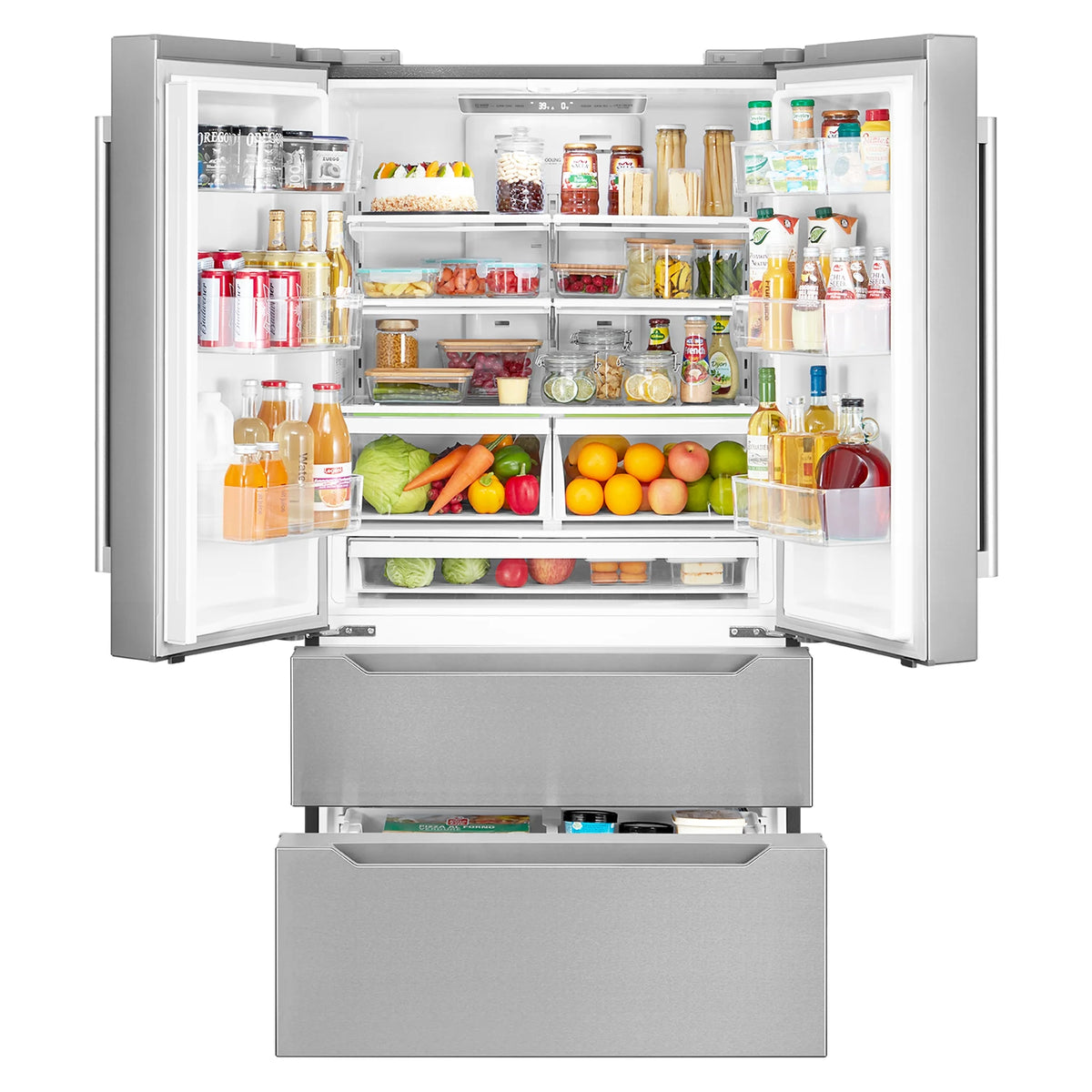 Cosmo 22.5 cu. ft. 4-Door Counter-Depth French Door Stainless Steel Refrigerator