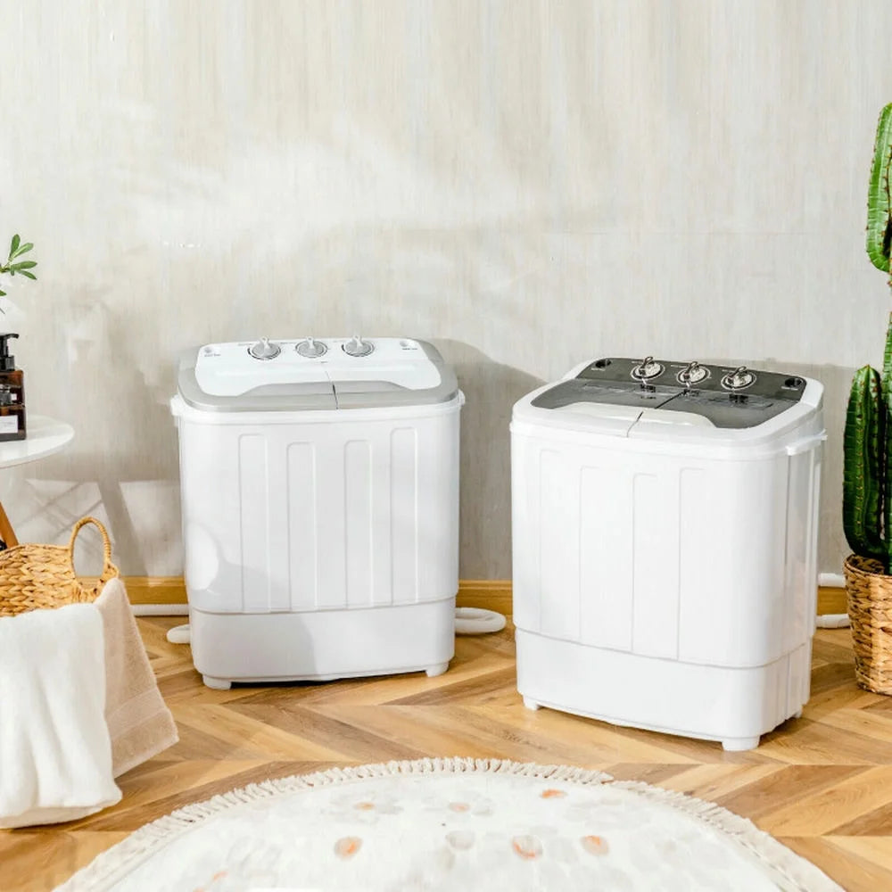 Topcobe 8 Lbs Compact Mini Twin Tub Washing Spiner Machine, Space Saving Washer for Home and Apartment