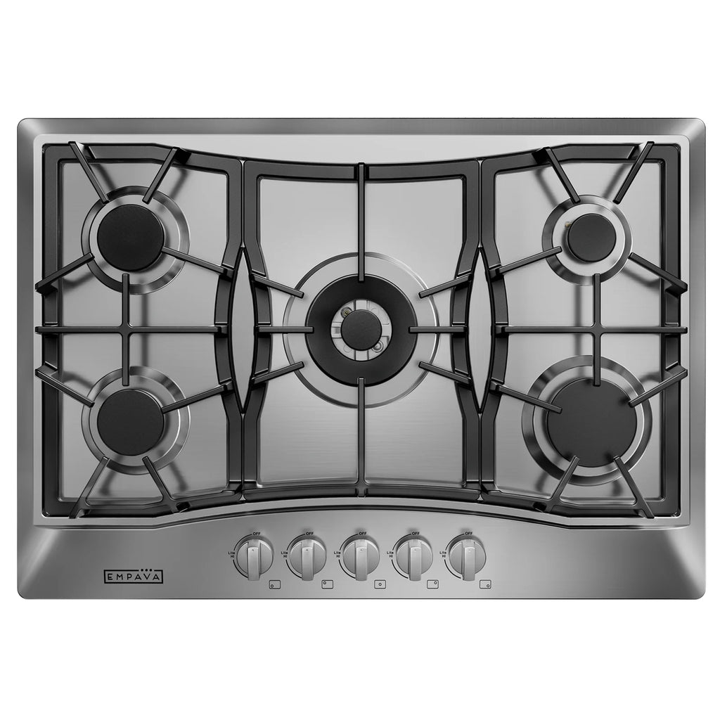 Empava 30 in. Gas Stove Cooktop with 5 3rd Gen Italy Sabaf Sealed Burners in Stainless Steel , EMV-30GC21