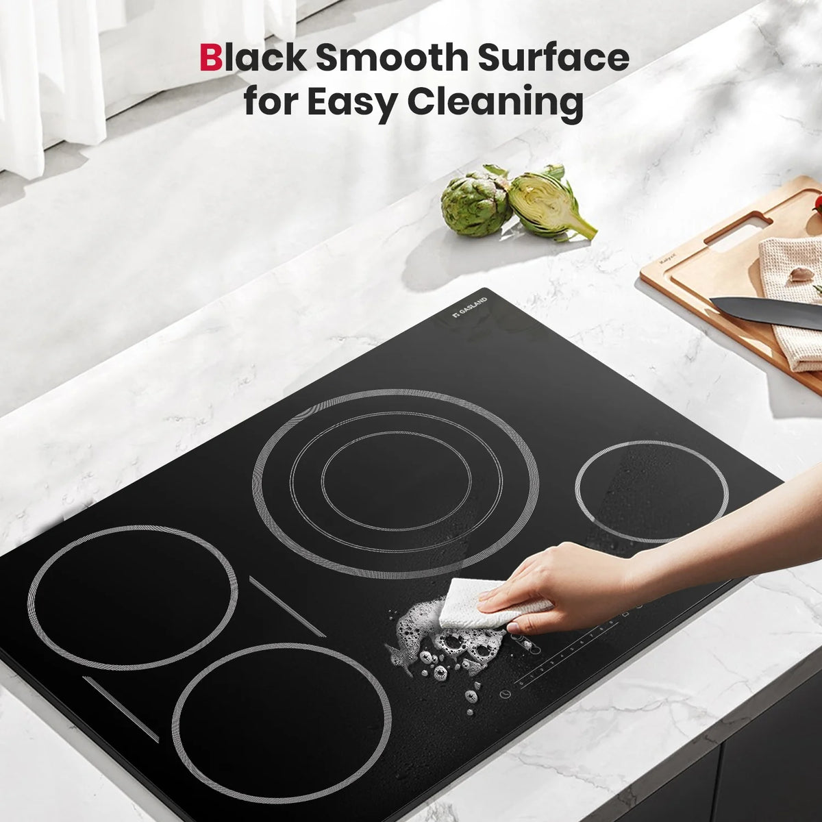 Gasland Chef 30 in. 4 Elements Radiant Electric Cooktop in Black with Tri-Ring Element and Bridge Element