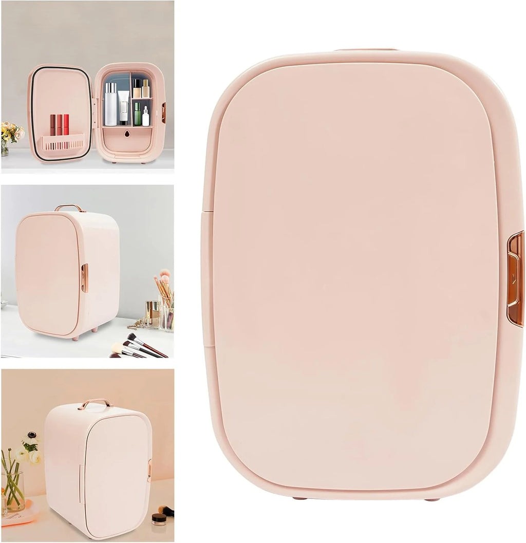 Skincare Fridge 12.68Qt, Cooler & Warmer, Portable Compact Fridge for Cosmetics Skin Care and Food for Bedroom Office Car Dorm (Pink)