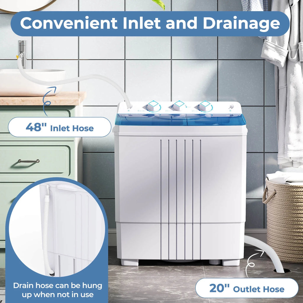 Costway Twin Tub 20Lbs Top Load Washing Machine with Gravity Drain