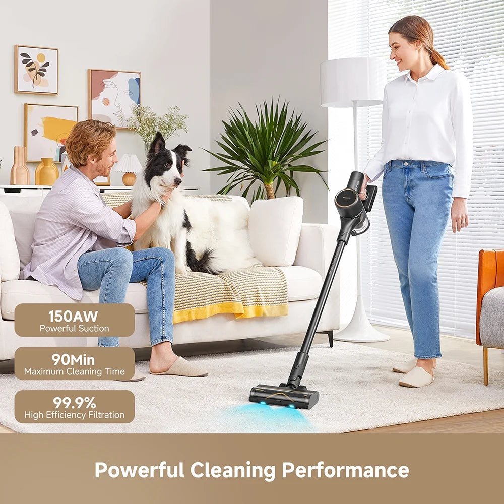 dreame U10 Cordless Stick Vacuum 100AW Suction Power 40-Minute Runtime LED Light