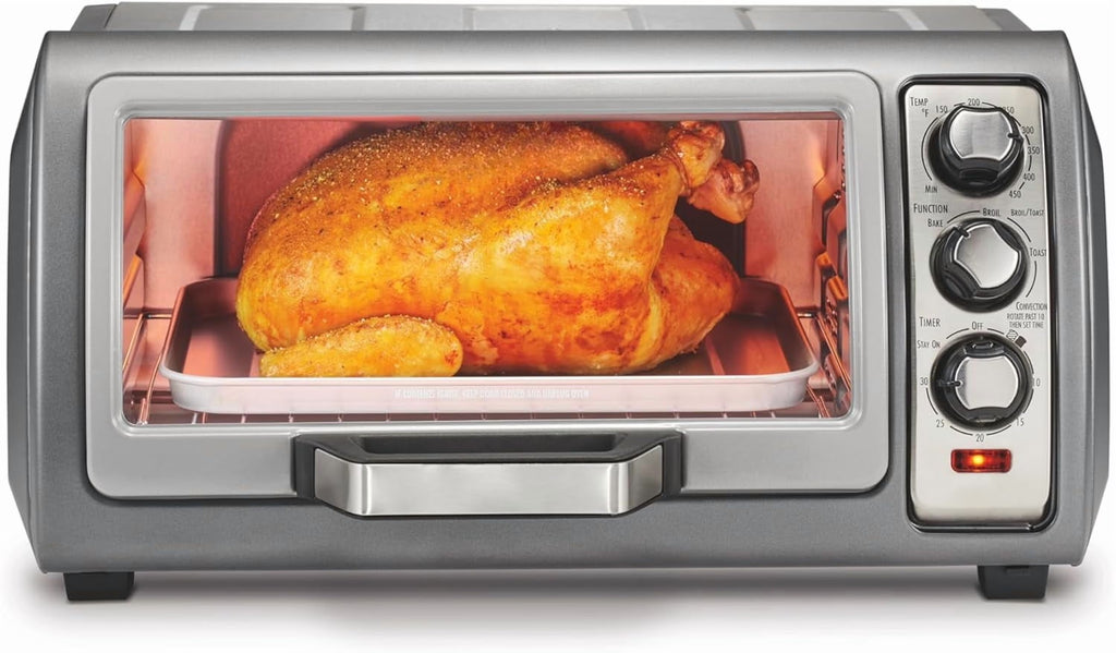 6 Slice Convection Toaster Oven With Easy Reach Roll-Top Door, Bake, Broil & Toast Functions, Auto Shutoff, Silver (31123DA)