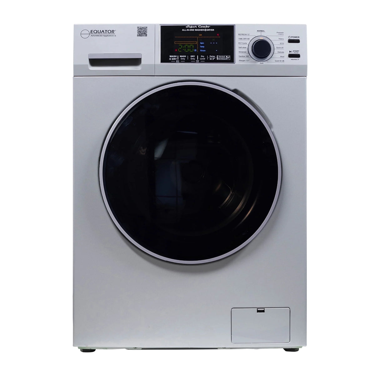 Equator 1.62 cu.ft./15 lbs All in One Combo Washer Dryer with Pet Cycle Silver