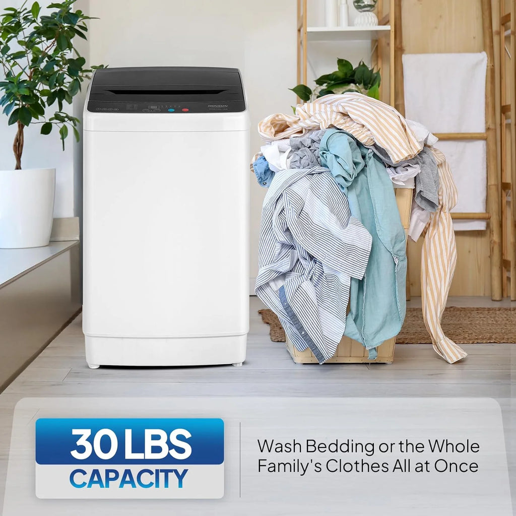 VINGLI 25LBS Full-Automatic Electric Laundry Machine�� Portable Washing Machine with Stainless Steel Drum, 110V Compact Washer, Washer and Dryer Combo for Apartment, Dorms, RV, Grey
