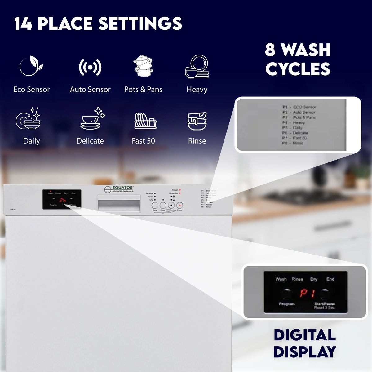 Equator Europe 24" Built in 14 place Dishwasher in Stainless