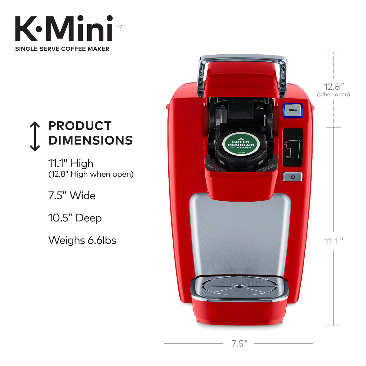 Keurig K-Mini K15 Single-Serve K-Cup Pod Coffee Maker, Chili Red