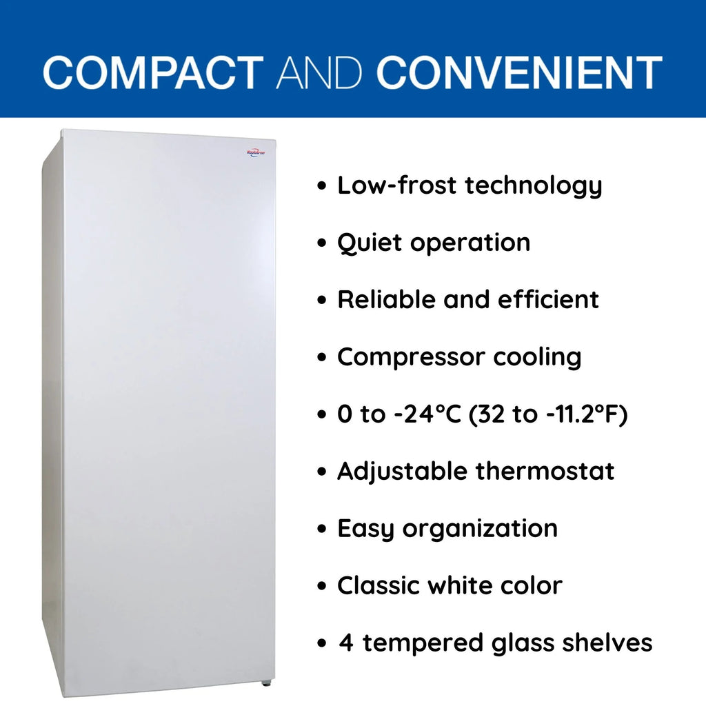 Koolatron? Compact Upright Freezer, White, 200 liter/7.0 Cu ft, Garage Ready
