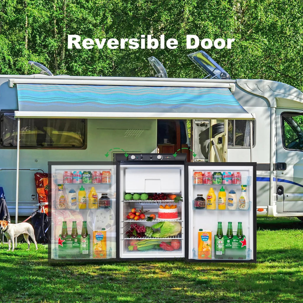 Smad Propane Refrigerator with Freezer 3 Way Fridge Gas/12V/110V 3.5 Cu.ft Outdoor