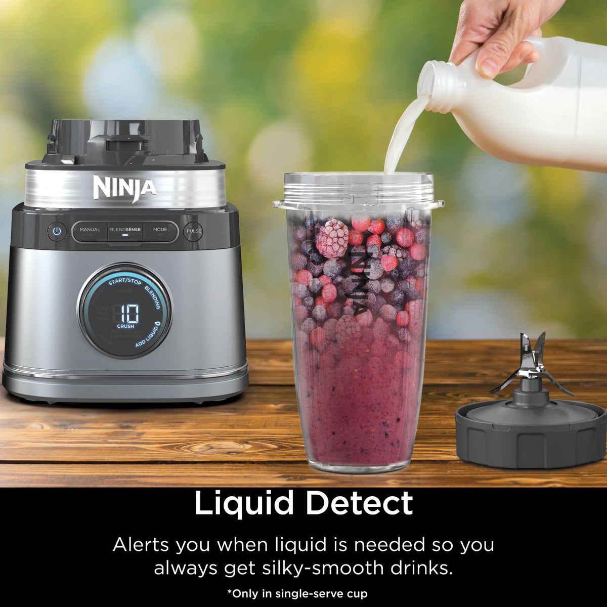 Ninja Detect Duo Power Blender + Personal Single-Serve, BlendSense Technology, Kitchen Countertop, 1700 Watts, 72 oz Pitcher, 24 oz Cup, TB300 Silver