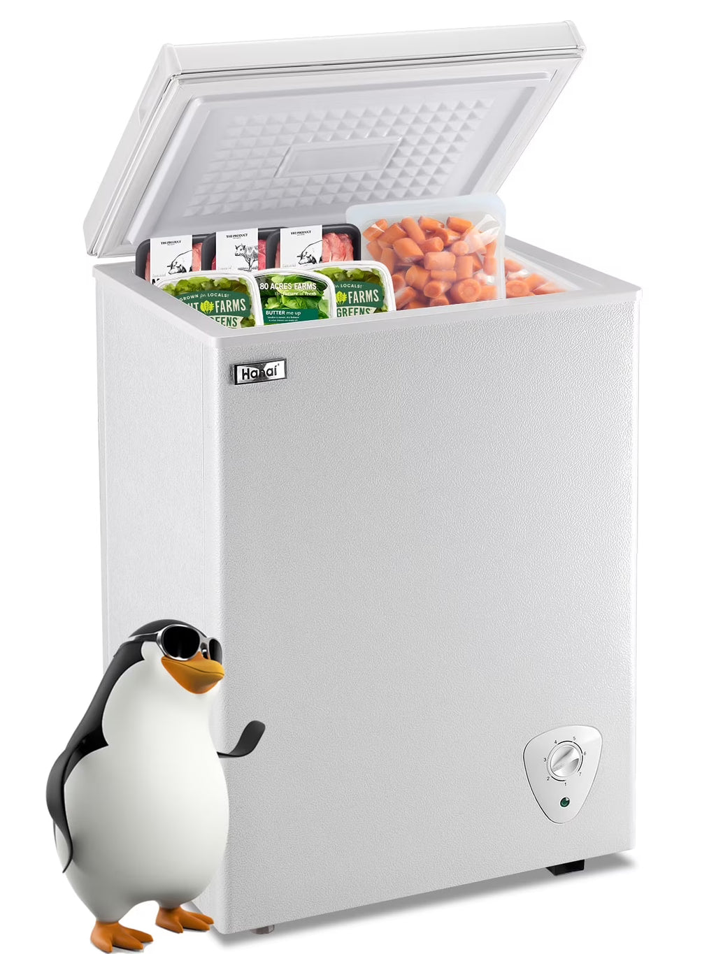 WANAI 5.0 Cu.ft Compact Freezer, Fast Cooling, Top Door Design, Energy-Efficient Deep Freezer White