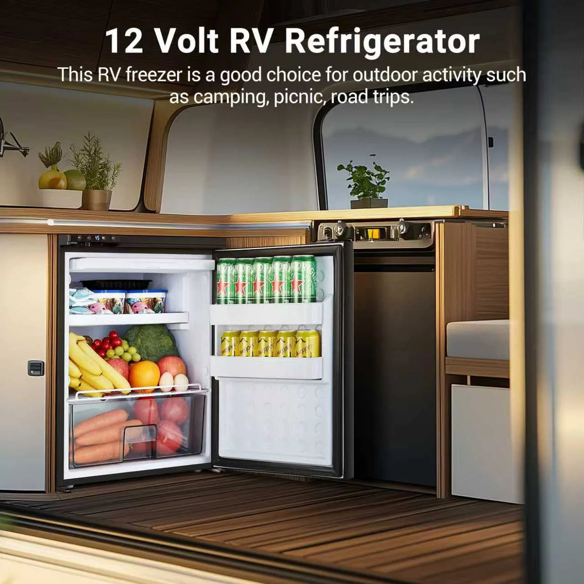 BODEGACOOLER 12 Volt Refrigerator, RV Refrigerator APP Control, 65L(2.3cu.ft.) RV Fridge Freezer, Car Refrigerator with Lock, (4a??-46a??) Travel Compressor Cooler 12/24V DC for Truck, RV, Camping