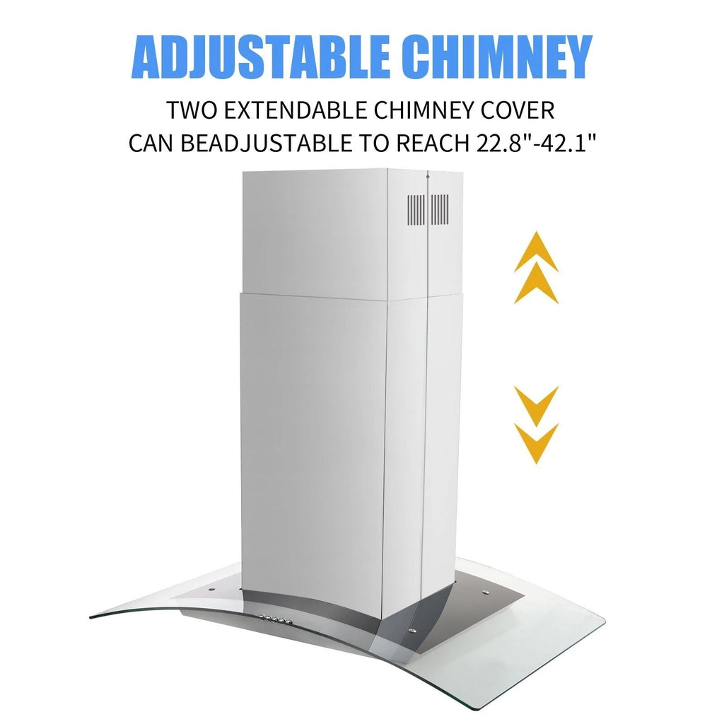 "Joeaonz 30"" Island Mount Range Hood, Stainless Steel, LED Bulbs, Easy-Clean Filters, 120V"