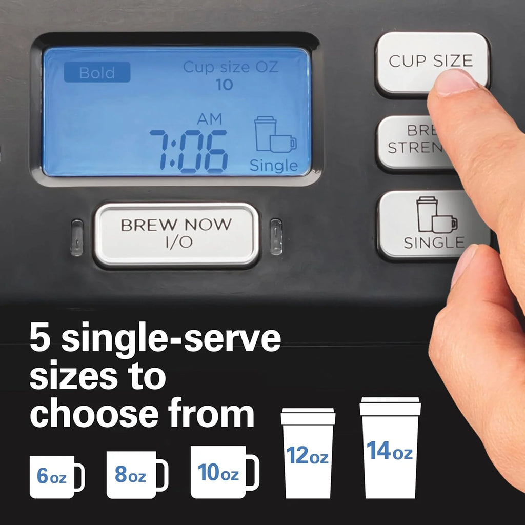 Wangxin FlexBrew Trio 2-Way Coffee Maker, Compatible with K-Cup Pods or Grounds, Combo, Single Serve & Full 12c Pot, Black - Fast Brewing (49902)