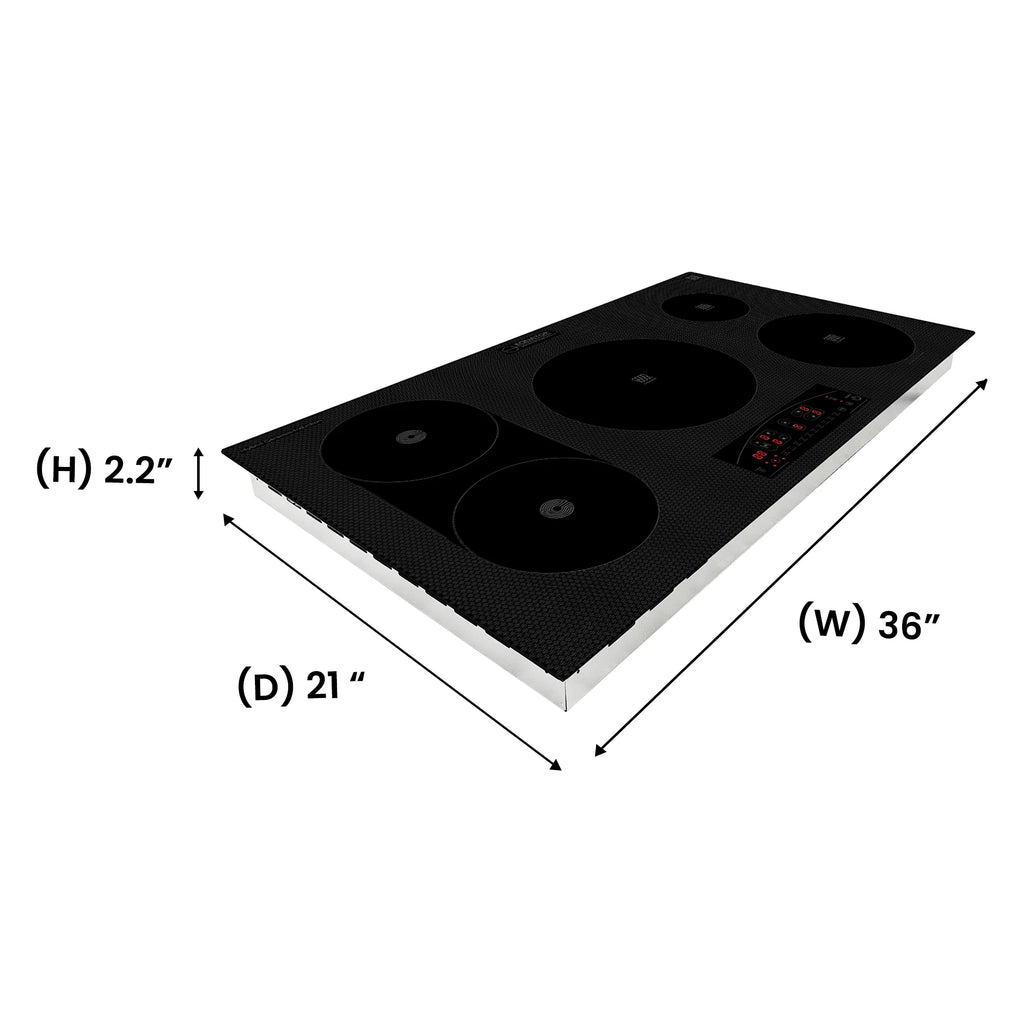 Equator Design 36" Electric Hybrid CERAMIC-INDUCTION 5 Burner Cooktop 220V