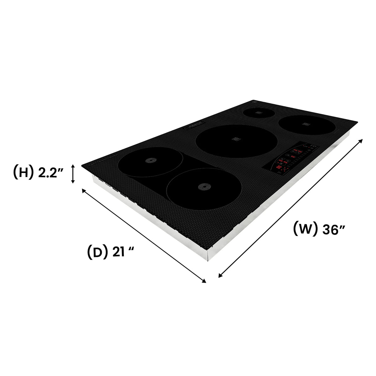 Equator Design 36" Electric Hybrid CERAMIC-INDUCTION 5 Burner Cooktop 220V
