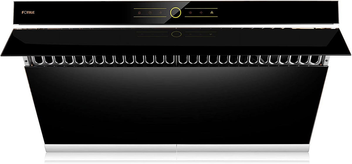 FOTILE JQG9001 Slant Vent Series 36" 850 CFM Under Cabinet or Wall Mount Range Hood with 2 LED lights and Touchscreen in Onyx Black Tempered Glass