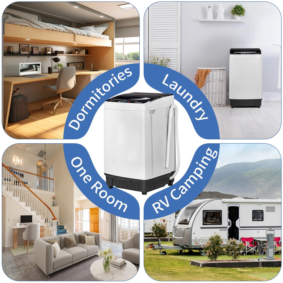 UbesGoo 15.6LBS Portable Washing Machine, Full-Automatic Electric Laundry Machine with Stainless Steel Drum,Compact Washer, Washer and Dryer Combo with Drain Pump for Apartment, Dorms, RV