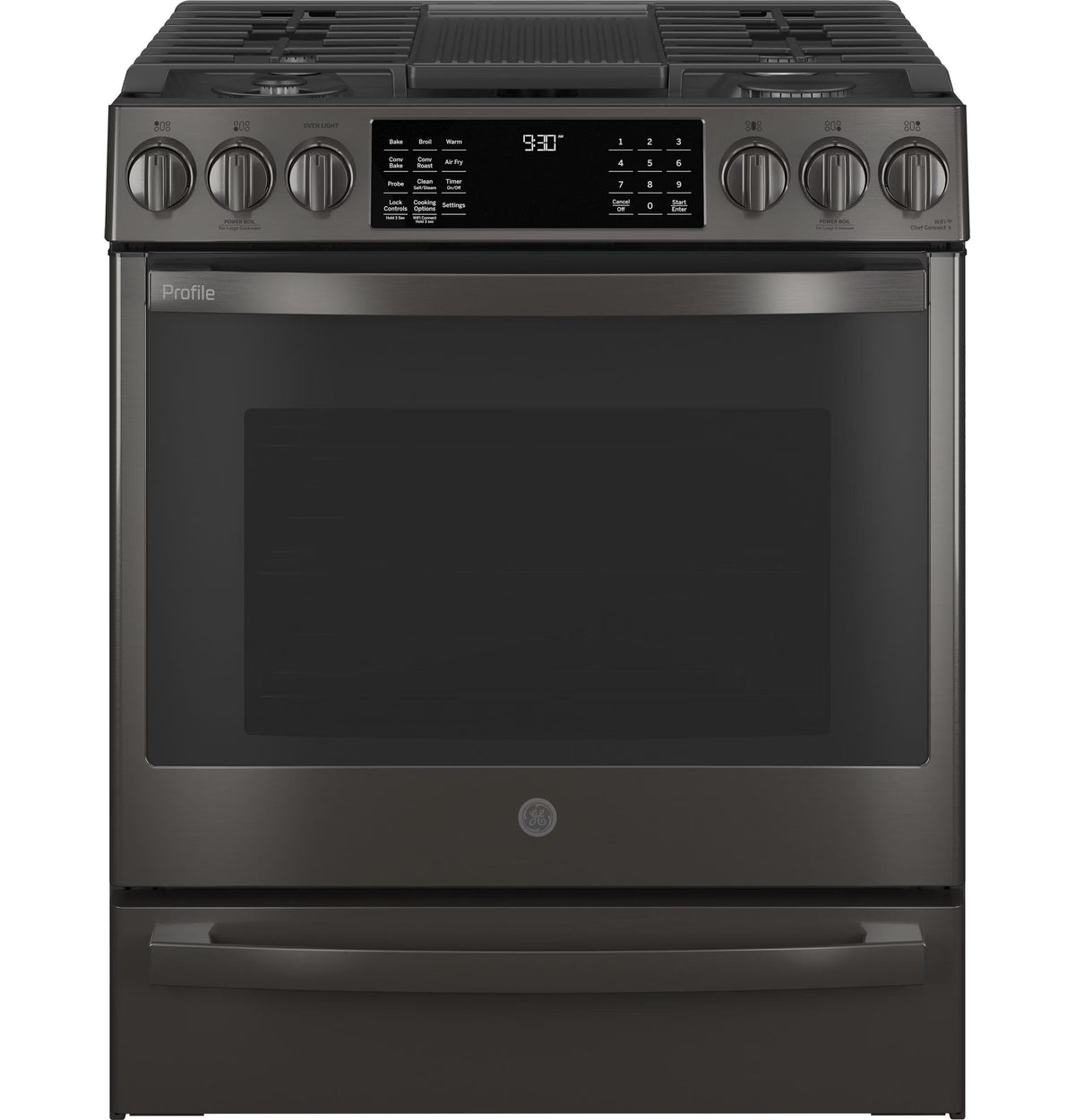 GE APPLIANCES PGS930BPTS slide in gas range