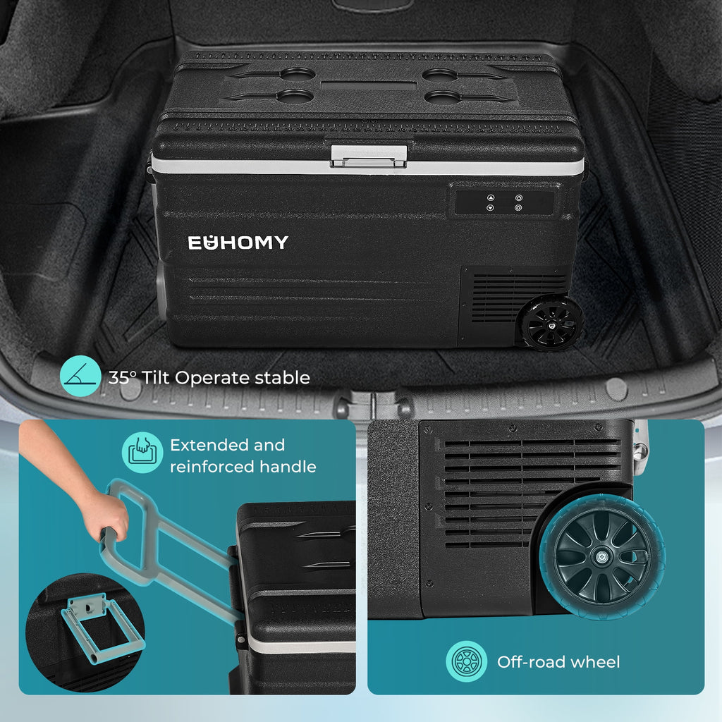 EUHOMY 12 Volt Refrigerator, 79 QT 12V Fridge, Electric Cooler 12/24V DC 110-240V AC, Car Refrigerator 0�H~68�H, 12 Volt Cooler for Camping, Trip, Truck, Boating, Outdoor.