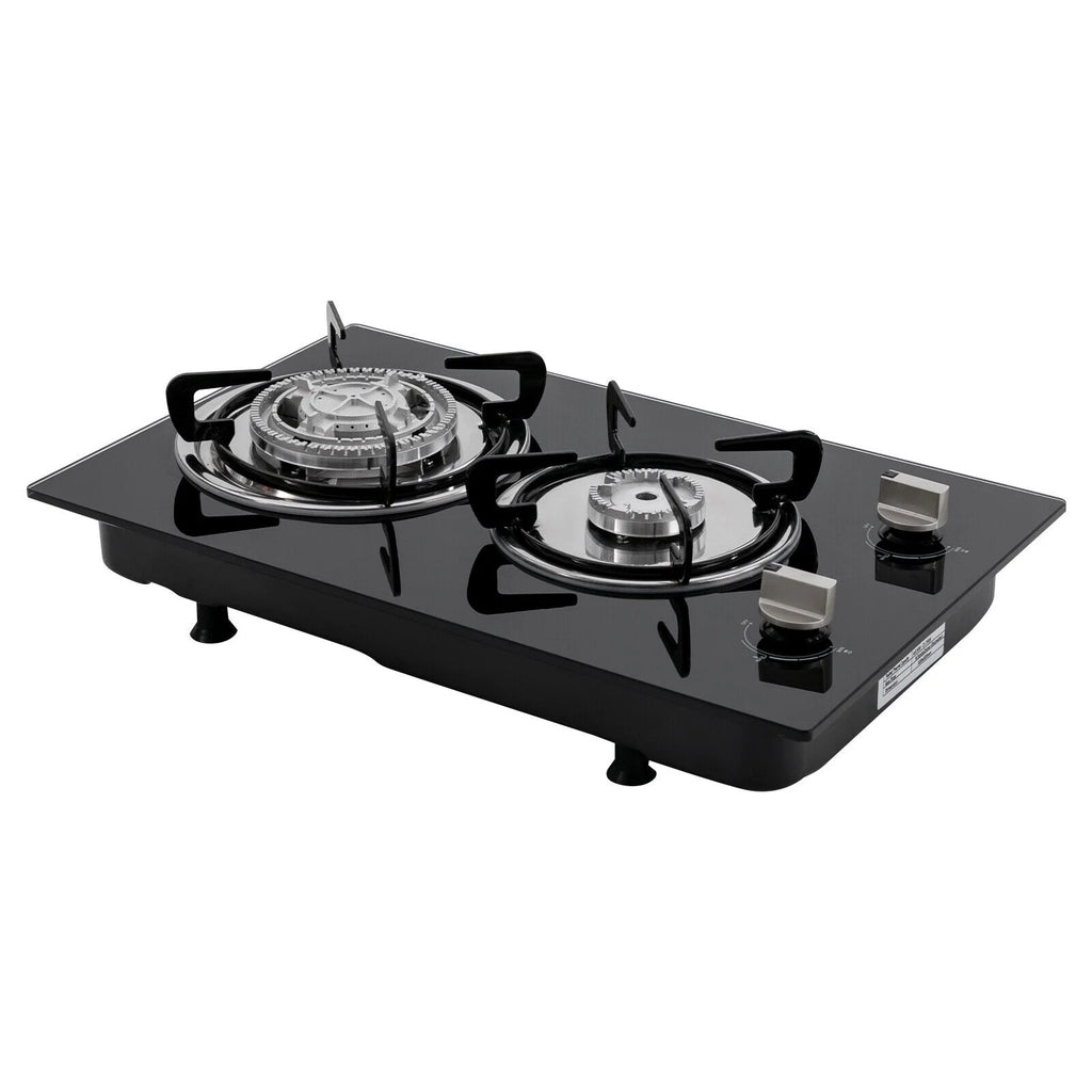 2 Burner Modern Gas Cooktop Gas Stove Top with 2 Burner Black 20.47*12.6 in