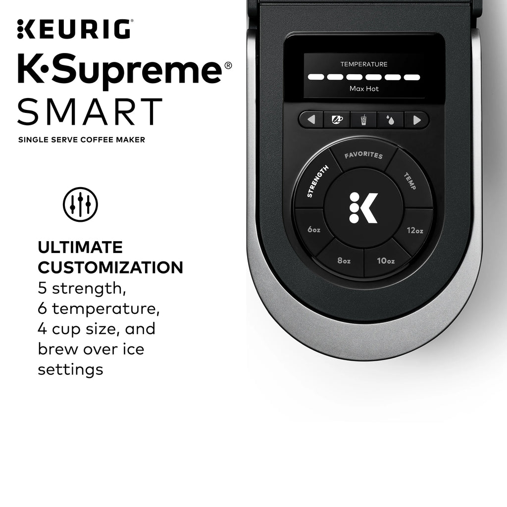 Keurig K-Supreme SMART Coffee Maker, MultiStream Technology, Brews 6-12oz Cup Sizes, Black