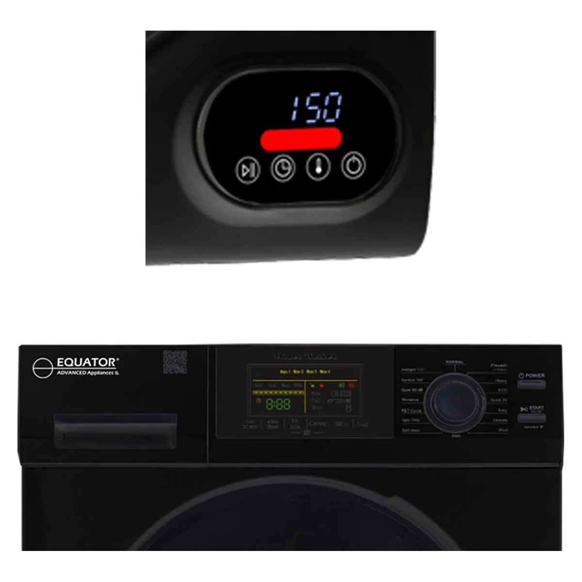 Equator Advanced Appliances Stainless Steel Washer/Compact Short Dryer in Black