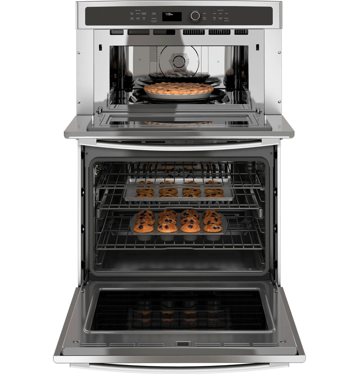 GE Appliances PT7800SHSS 30 Inch Electric Double Wall Oven/Microwave Combo Stainless Steel