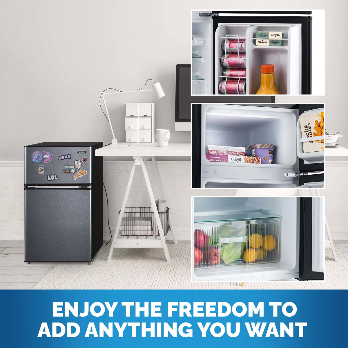 Newair 3.1 Cu. Ft. Compact Mini Refrigerator with Freezer in Gray