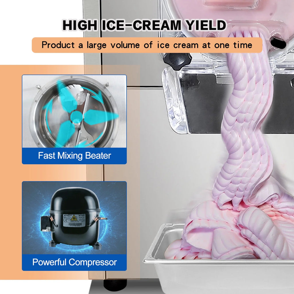 Kolice Commercial Countertop Gelato Italian Water Ice Hard Ice Cream Machine - Cylinder:4.5L