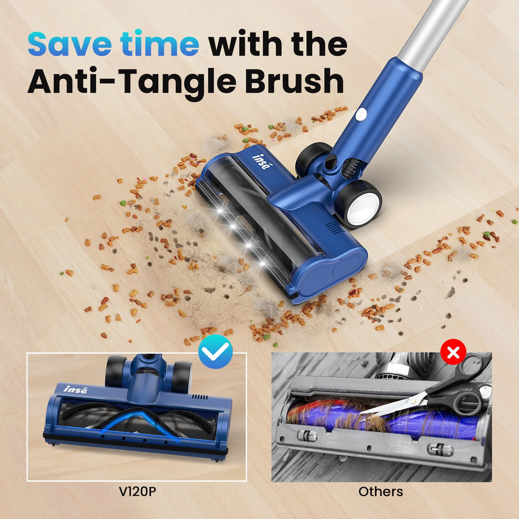 INSE Lightweight Cordless Vacuum with 30Kpa Powerful Suction & 60 Mins Runtime, Stick Vacuum  for Carpet, Tile, Pet Hair, Hardwood Floors