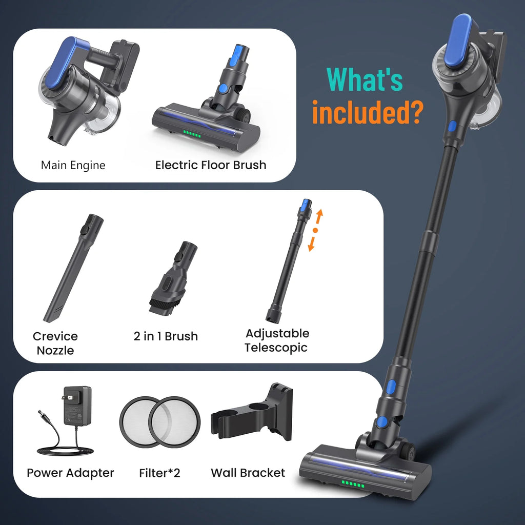 VACFORE Vacuum Cleaner, 6 in 1 Powerful Suction Cordless Vacuum, for Home Hardwood Floor