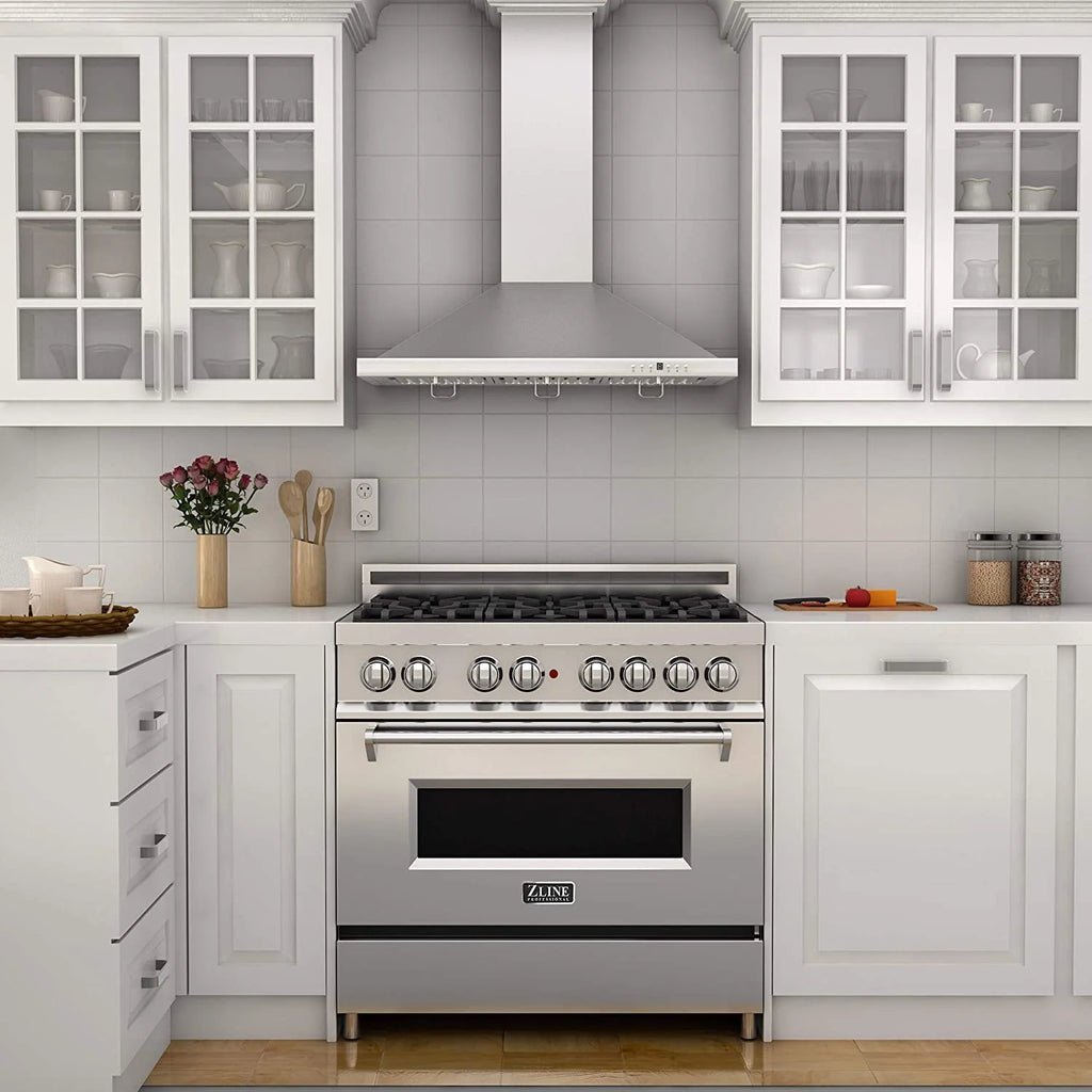 ZLINE 36 in. Professional 4.0 cu. ft. 4 Gas Burner/Electric Oven Range in Stainless Steel (RA36)