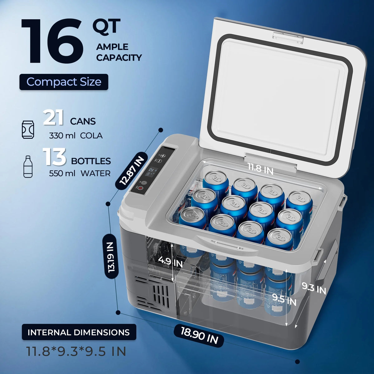 Simzlife 12 Volt Refrigerator, 11 Quart (10L) Car Fridge with APP Control, Car Refrigerator -4℉~68℉, Portable Freezer for RV, Camping, Travel