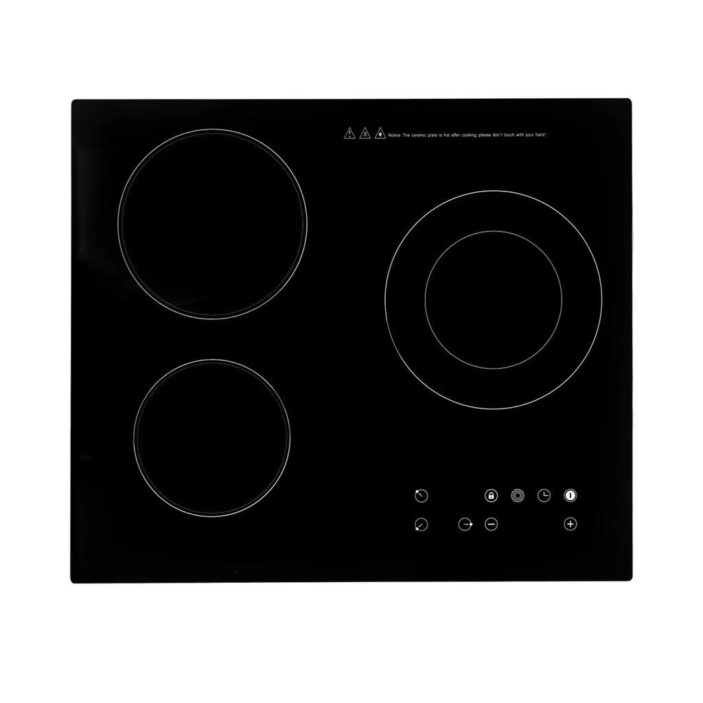 24" 3-Burner Built-in Electric Cooktop Ceramic Stove Top Touch Timing 110V 2600W