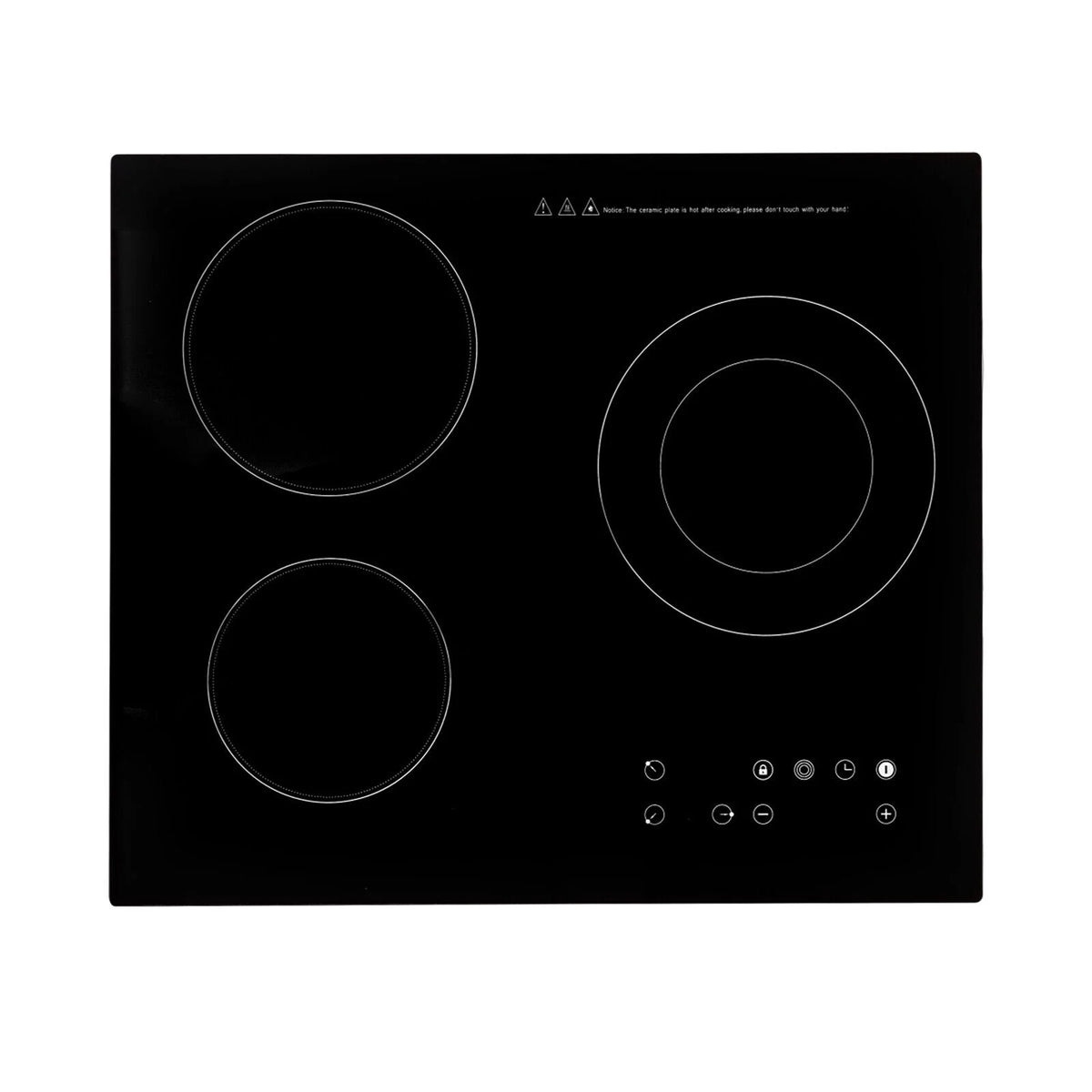 24" 3-Burner Built-in Electric Cooktop Ceramic Stove Top Touch Timing 110V 2600W