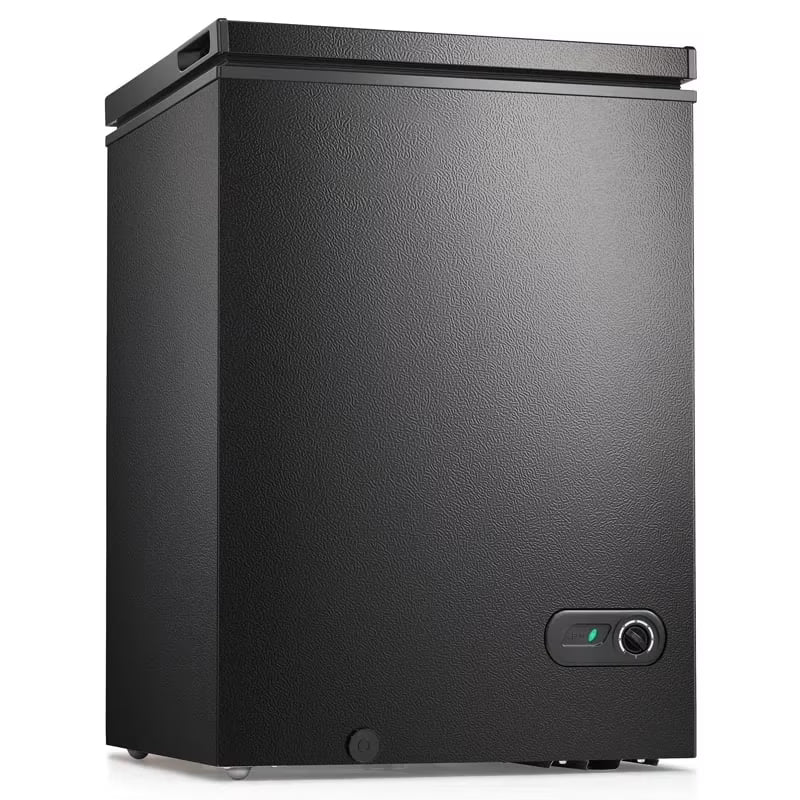 KNDKO 3.5cu.ft Compact Chest Freezer, Mini Freezer with Adjustable Temperature, 2 Removable Baskets, Top Open Door, Energy Saving, Black
