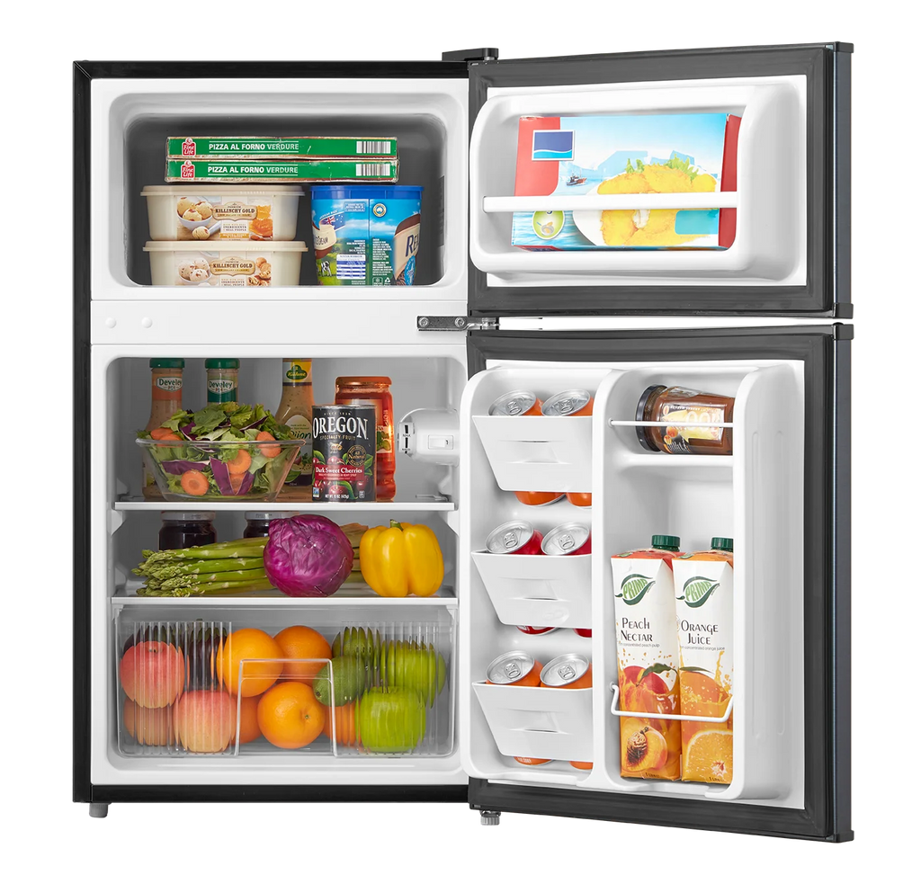 Arctic King 3.2 Cu ft Two Door Mini Fridge with Freezer, Stainless Steel, E-Star