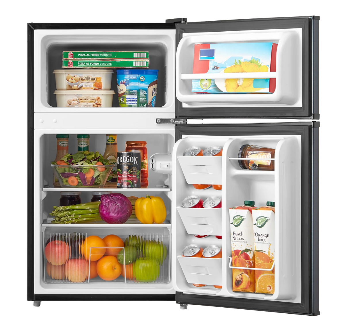 Arctic King 3.2 Cu ft Two Door Mini Fridge with Freezer, Stainless Steel, E-Star