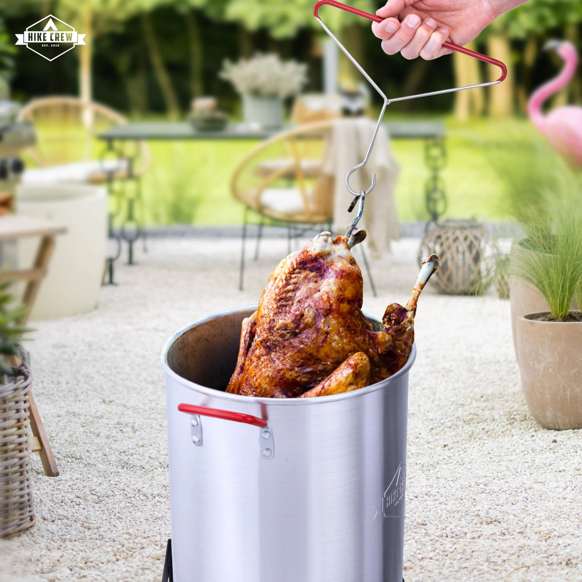 Hike Crew 14-Piece Outdoor Turkey Fryer Kit W/30Qt Boiler Pot, 10Qt Turkey Fryer Pot, Stand & More