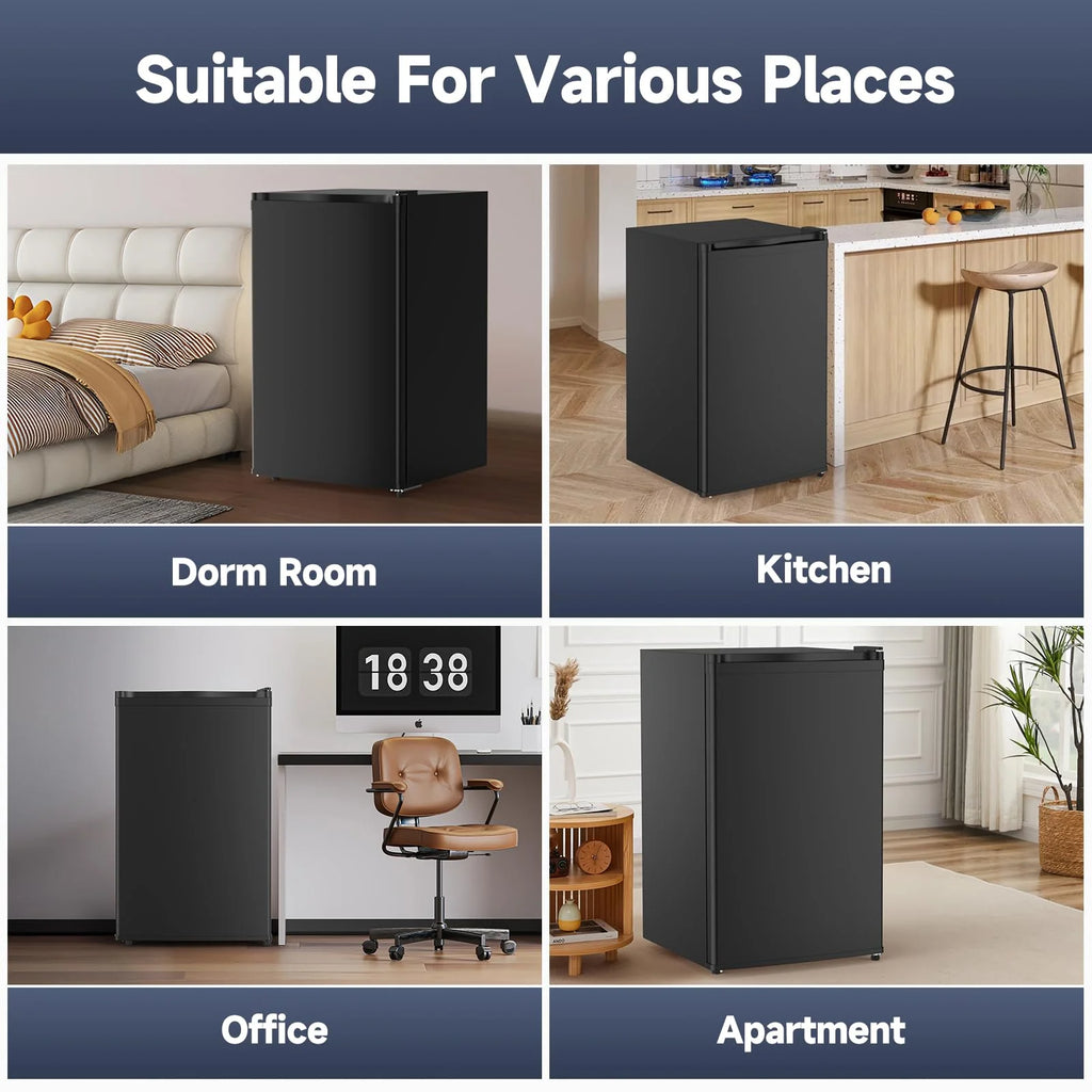 Soonbuy Compact Mini Fridge with Freezer, 4.3 Cu.Ft Single Door Refrigerator with Adjustable Temperature, Removable Shelves & Crisper Drawer, Energy Efficient Small Fridge for Bedroom, Office, Dorm, R