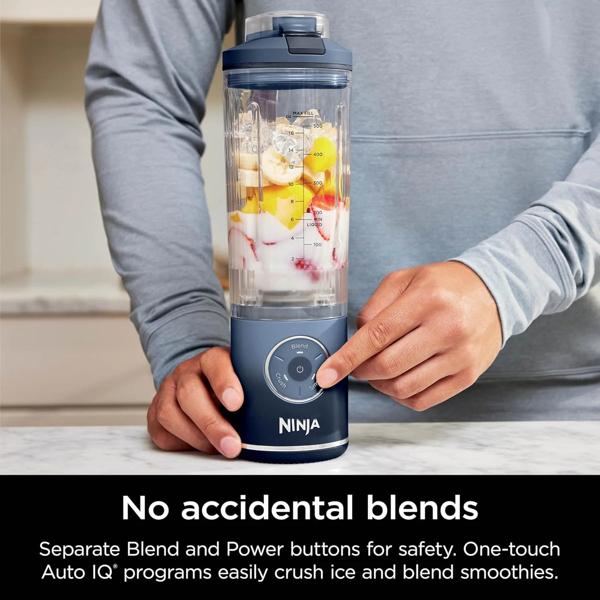 Restored Ninja BC251NV Blast Max Personal Cordless Blender for Smoothies, Blend, Ice Crush, 22 oz. Twist & Go Vessel, Navy (Refurbished)