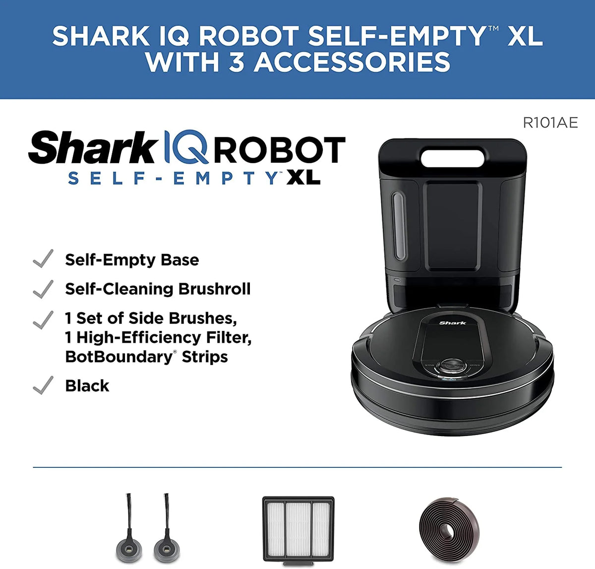 Shark IQ Intelligent Wifi Robot Vacuum Cleaner w/ Self Empty Charger Base, Black