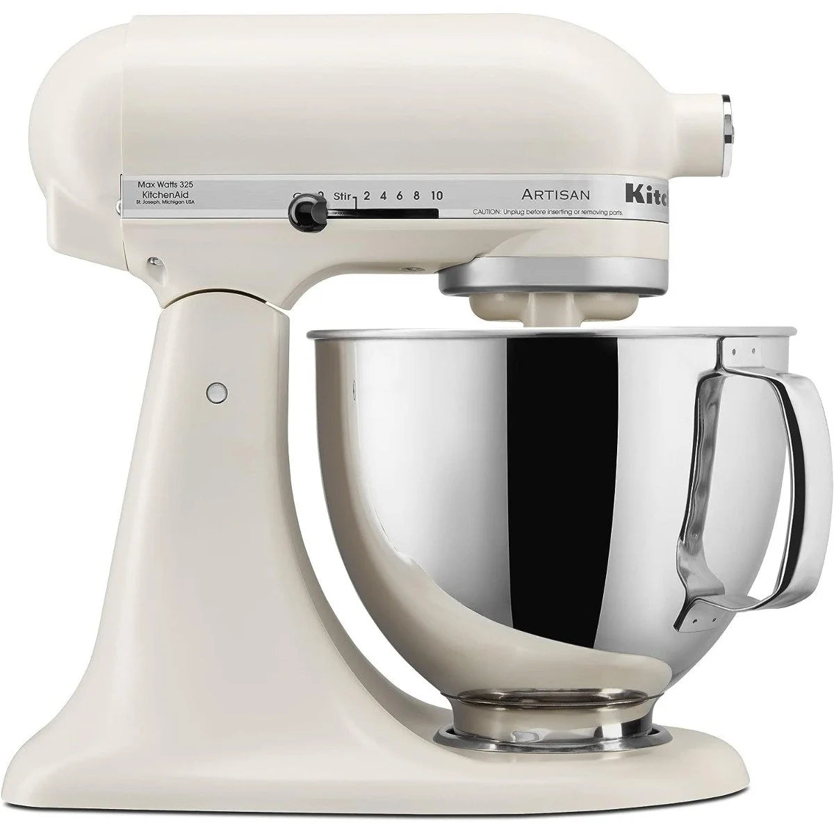 KitchenAid Artisan Series 5 qt Stand Mixer, Porcelain White with Flat Beater, Dough Hook, Whip