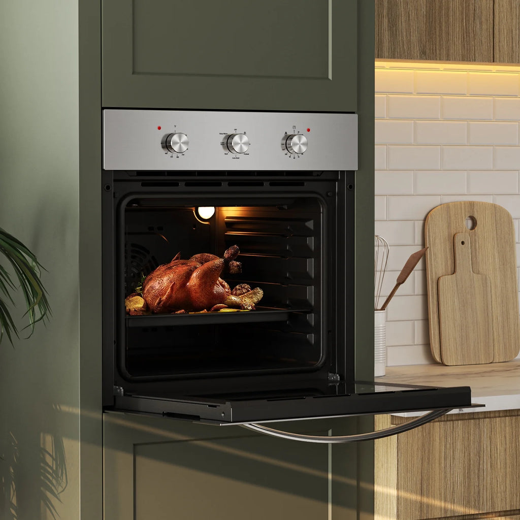 Empava 24 inch 10 Cooking Functions with Rotisserie Electric LED Display Touch Control Built-in Convection Single Wall Oven