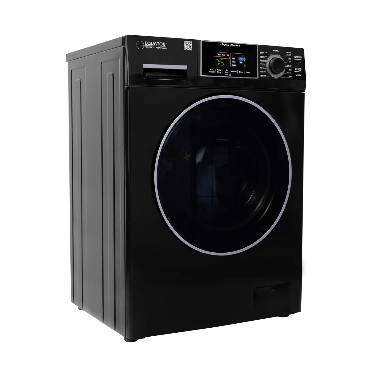 Equator 1.6 cu.ft./15 lbs Black 110V Front load Washer 15 programs + Pet Cycle