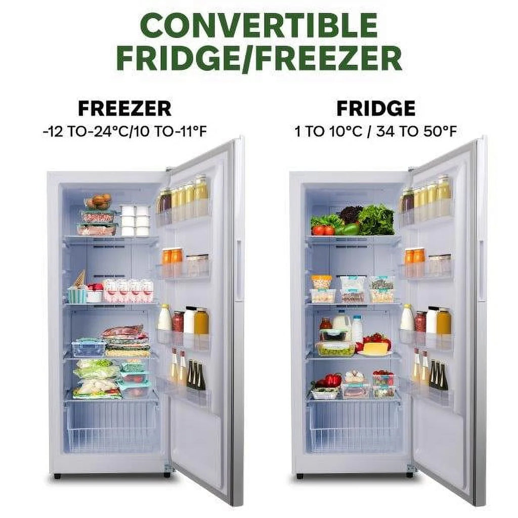 Hamilton Beach 17 cu. ft. Convertible Freezer Refrigerator, Upright Fridge Freezer with Electronic Temperature Control, Energy Efficient White Convertible Fridge - HBFRF1798, White